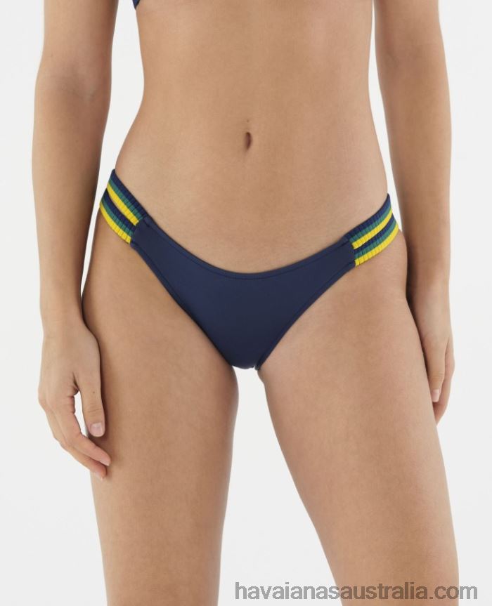 Havaianas Brasil Fabric Thong Bikini Bottom NAVY BLUE